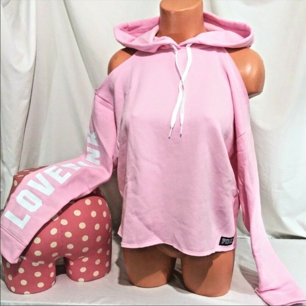 PINK pink cold shoulder hoodie NWOT
